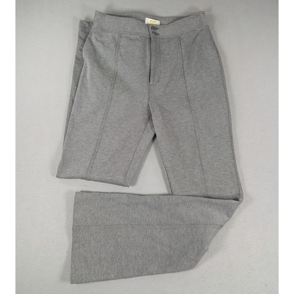 Maeve Anthropologie Womens Slim Flare Pants Gray Textured Knit Size 6 Split Hem